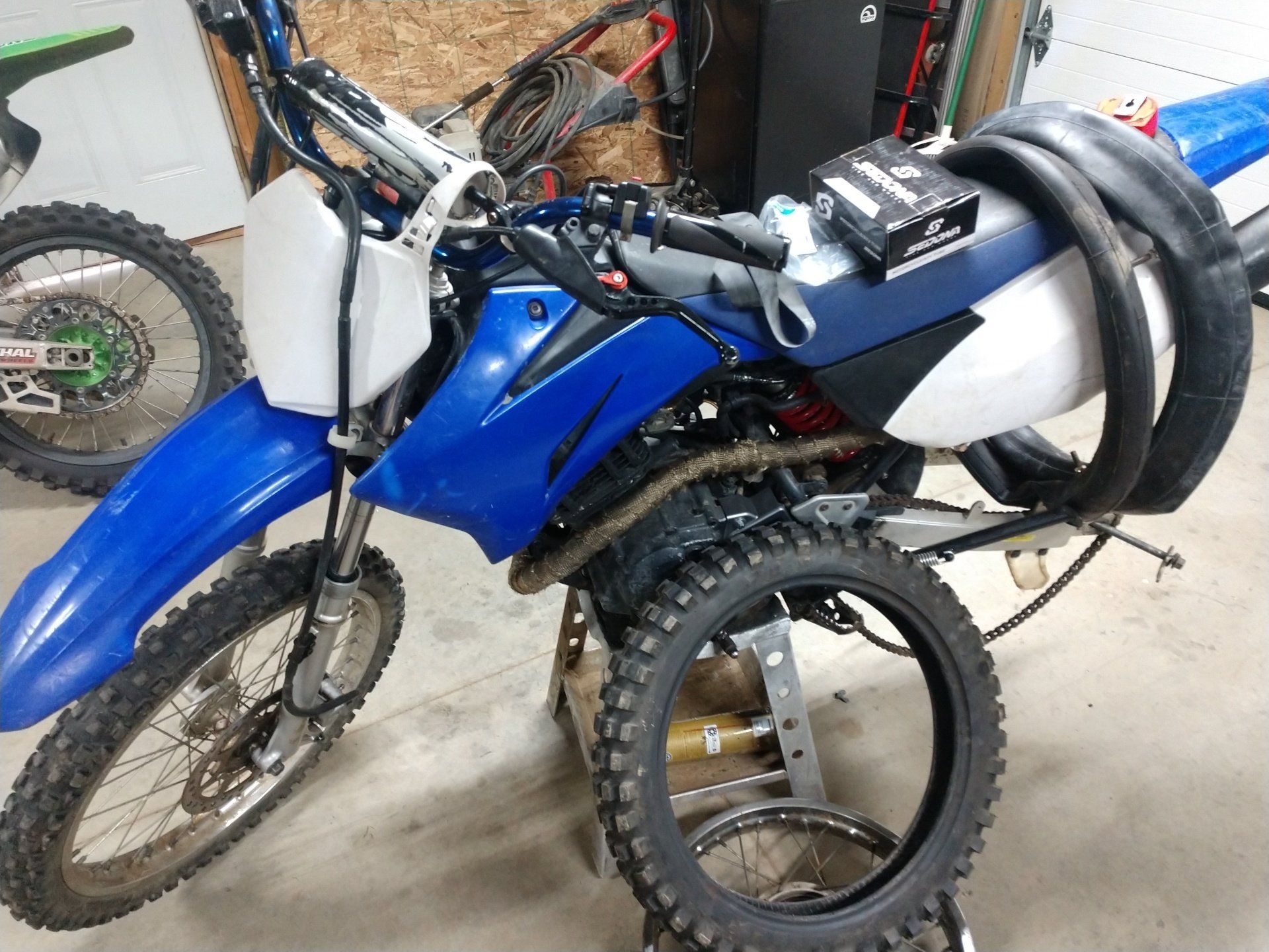 Dirt bike being serviced