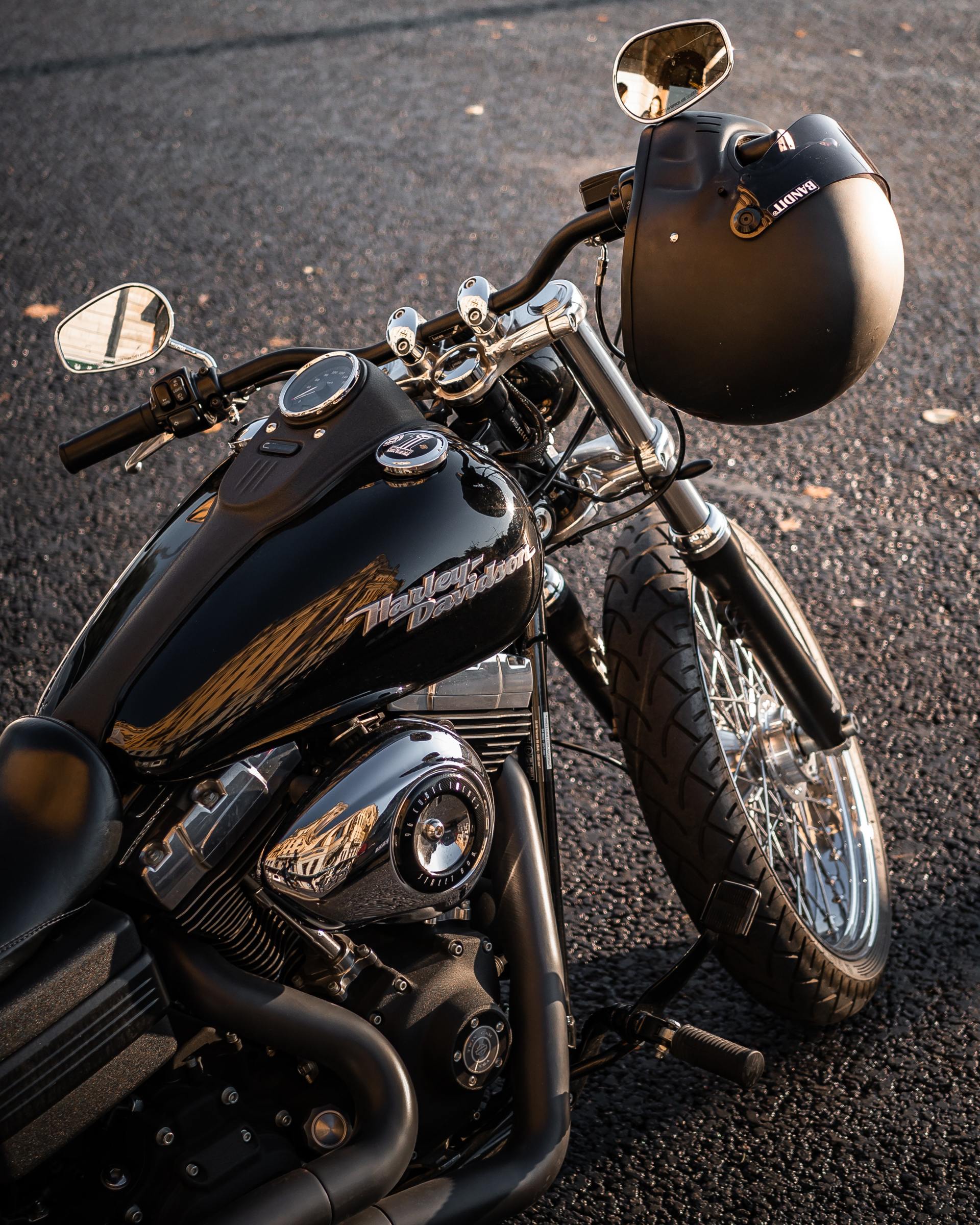 Black motorcycle viewed from above